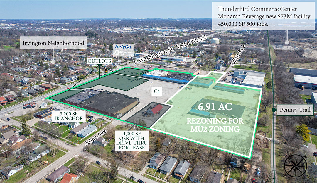 For Lease<br />
New Redevelopment of<br />
Irvington Plaza, Indianapolis, IN